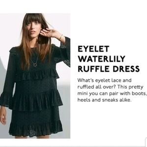 Madewell Tiered Eyelet Smock Dress Black Ruffles 2 XS